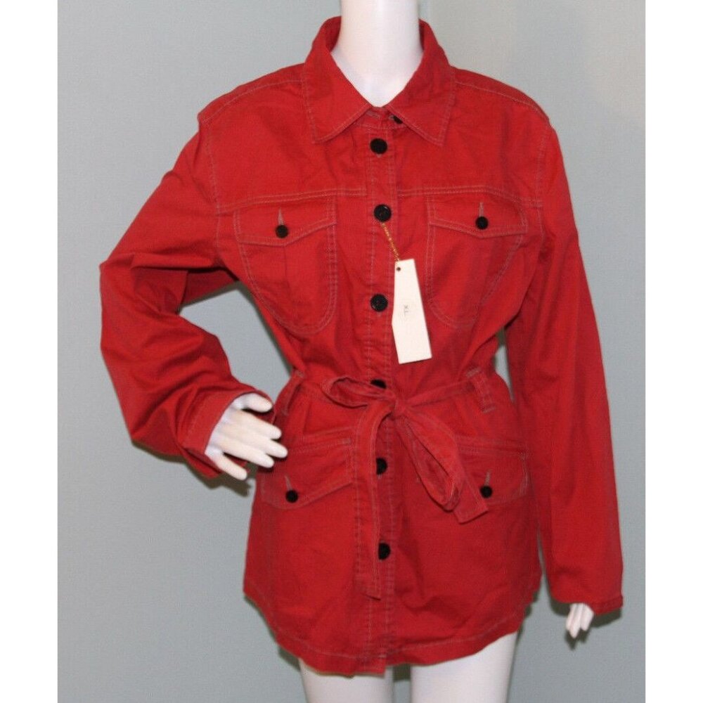 NWT Women's CHRISTOPHER BLUE Red Button & Tie "Taylor" Jacket Sz XL Extra Large